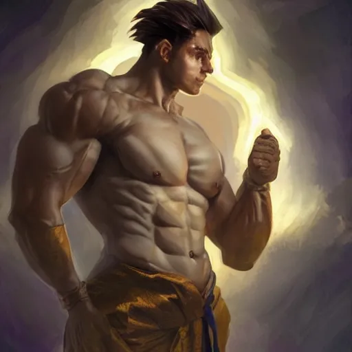 Image similar to sonic the hedgehog as a Greek god, gorgeous, amazing, muscular, fit, very muscular male body, intricate, highly detailed, digital painting, artstation, concept art, sharp focus, illustration, art by greg rutkowski and alphonse mucha