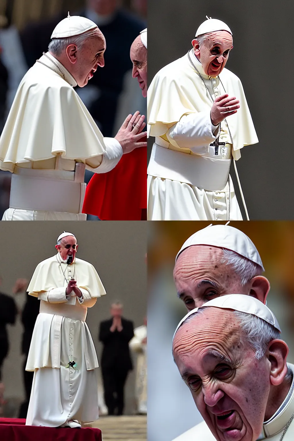 Prompt: The Pope holding in a sneeze, high quality