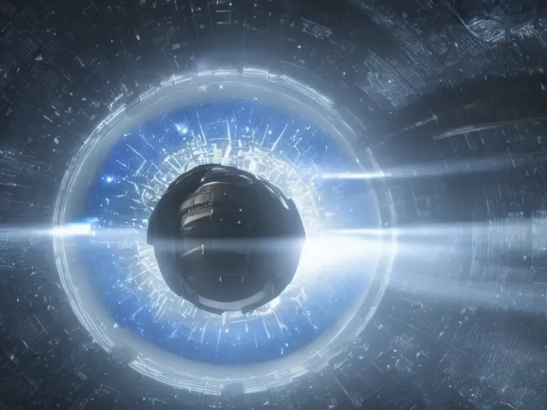 Image similar to a dyson sphere as seen in star trek discovery. scifi scene, vacuum of space, volumetric lighting, high resolution