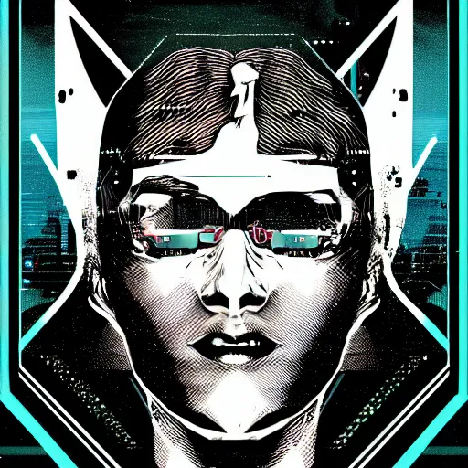 Prompt: no more ; and by a sleep to say we end, vector graphics, cyberpunk