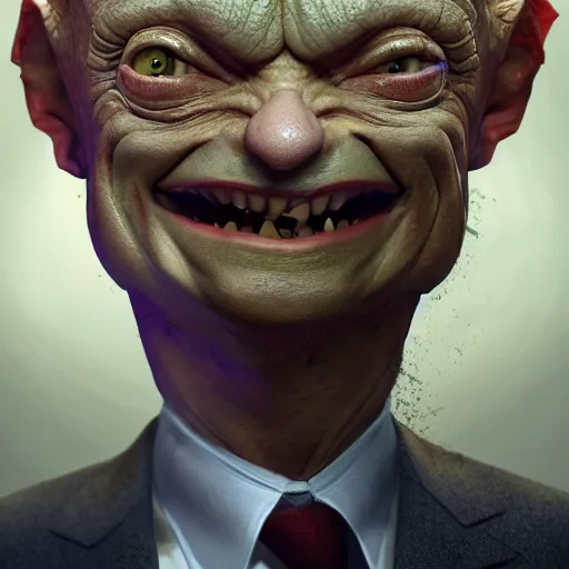 Prompt: donald trump as gollum with hair, suit, smiling, intricate, detailed, volumetric lighting, scenery, digital painting, highly detailed, artstation, sharp focus, illustration, concept art, ruan jia, steve mccurry