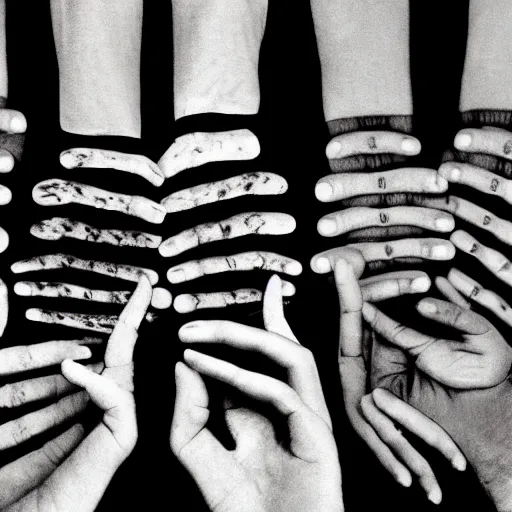 Image similar to an endless pattern of fingers and hands