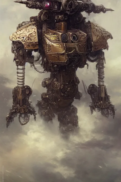 Prompt: ultra realist and ultra intricate detailed soft painting of a beautiful mechwarrior kawai in steampunk armor, thin lustrous hair, symmetry features, sensual gloomy style, soft painting, volumetric clouds, fantasy background, artstation, Tom Bagshaw artstyle, unreal render, depth of field