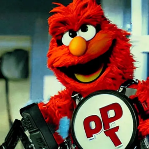 evil elmo with gun