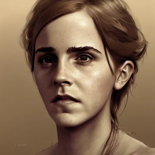 Prompt: Elderly Emma Watson, portrait by Cedric Peyravernay, highly detailed, excellent composition, cinematic concept art, dramatic lighting, trending on ArtStation