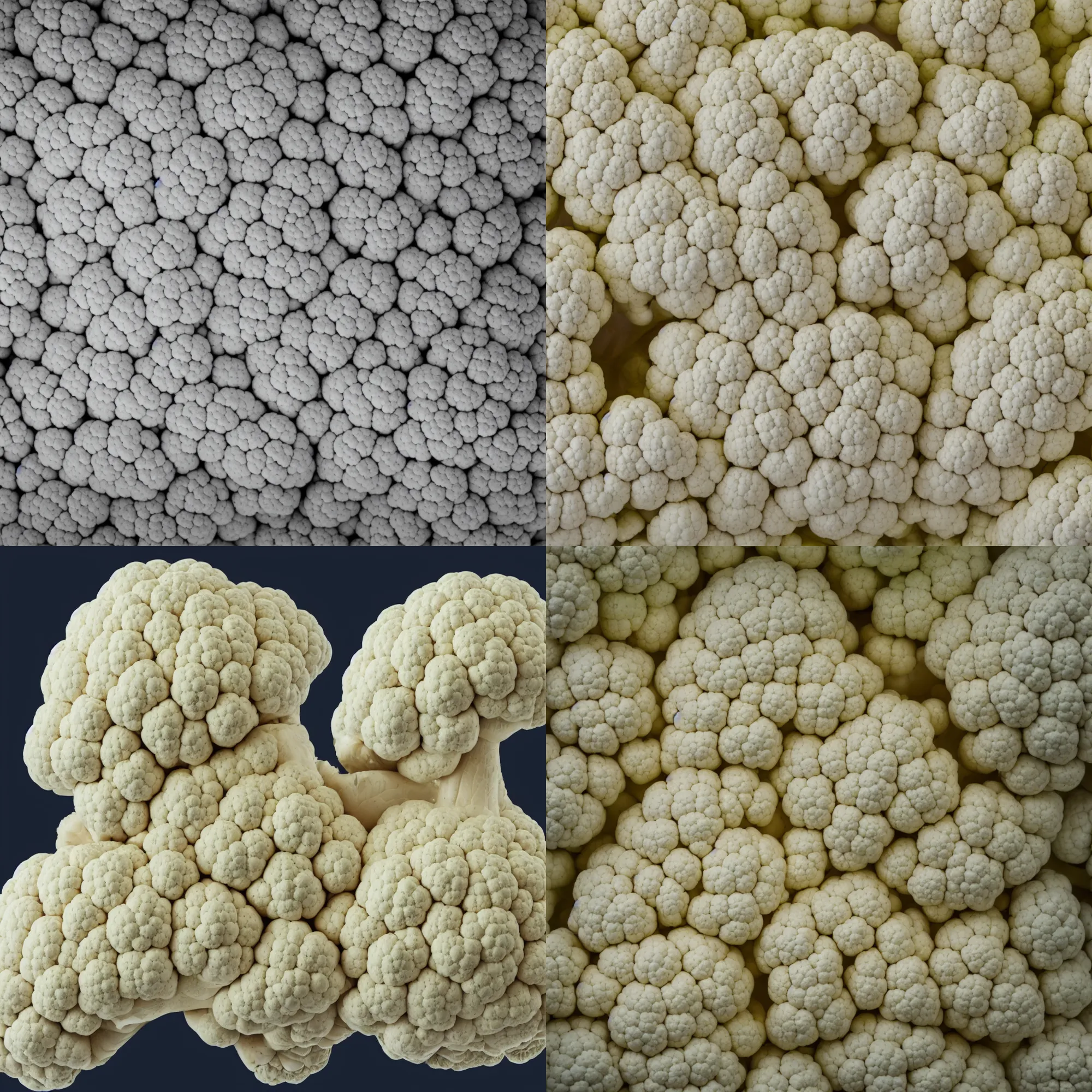 Prompt: cauliflower brain side section, photography