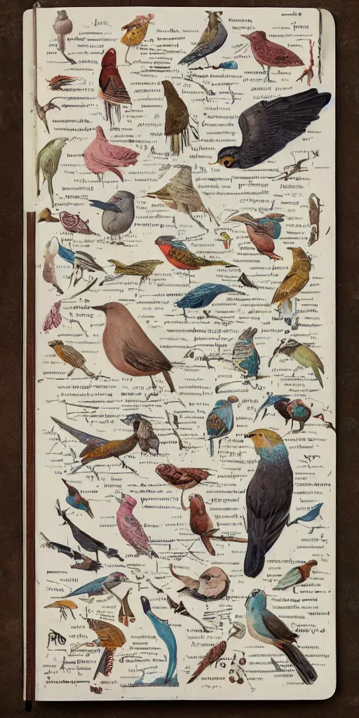 Image similar to anatomy of a bird, diagrams, map, marginalia, sketchbook, old script, inhabited initials, pastel infographic by Wes Anderson and victo ngai