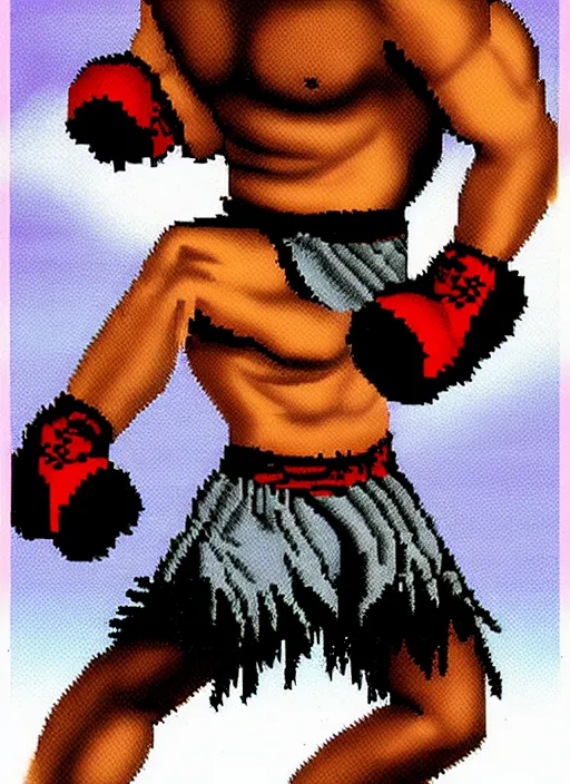 Prompt: extreme long shot. antropomorphic muscular masculine furr wolf. kickboxer, in shorts. wolf head. furr on body. 8 bit nes graphics. 8 0's