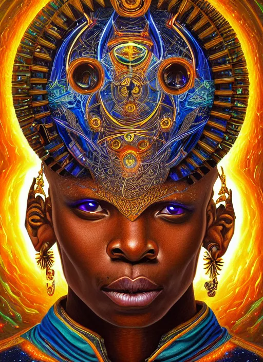 Prompt: : galatic shamen with Quantum energy fantasy, fantasy magic,  , intricate, sharp focus, illustration, highly detailed, digital painting, concept art, jahbu art and Paul lewin and kehinde wiley, masterpiece