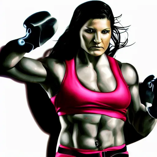 Image similar to digital painting gina carano with a cybernetic arm