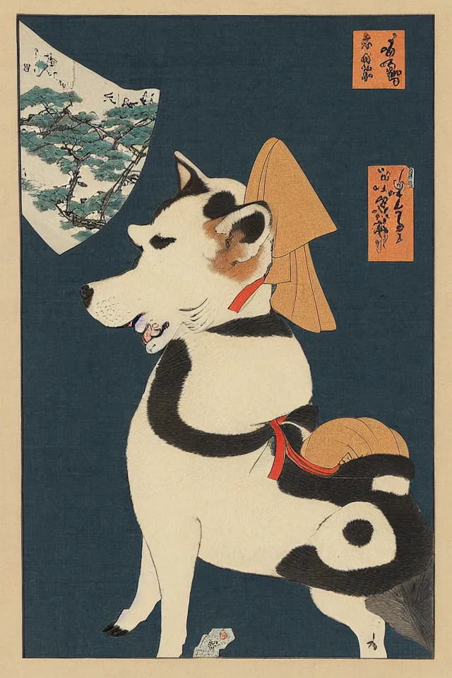 Image similar to a portrait of a shogunate shiba inu, ukiyo - e, artistic, highly detailed, historical