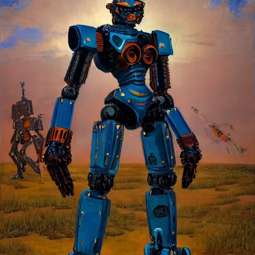 Image similar to humanoid tiger combat mecha in the style of vasily vereshchagin and evangelion