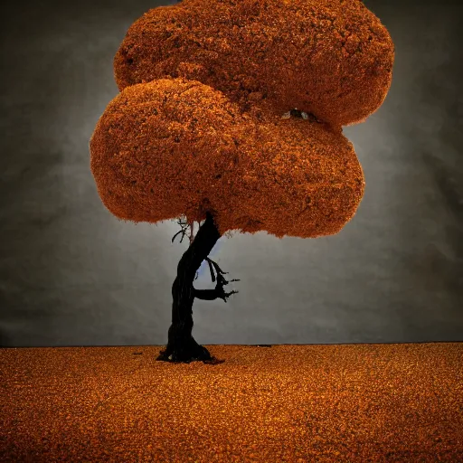 Image similar to tree engulfed in flames by Diane Arbus and Louis Daguerre. highly detailed. 85mm, Bokeh