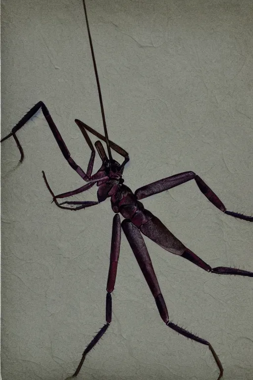 Image similar to mantodea, paper texture, by pandora sellars