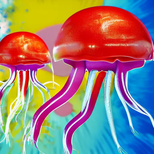 Prompt: hamburger mix jellyfish, cg, 8 k, sharp focus, style by andy warhol