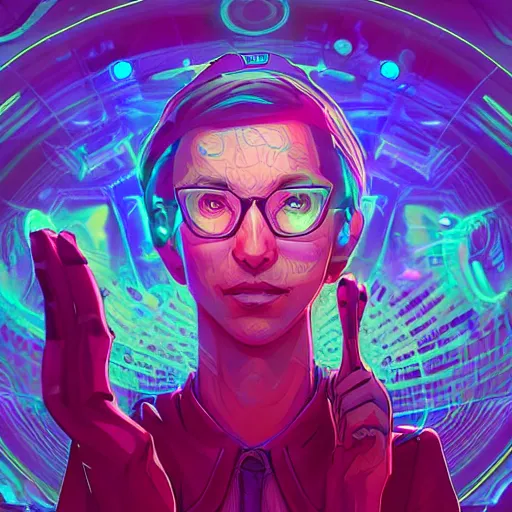 Image similar to skill magic geek inside matrix deepdream radiating a glowing aura stuff loot legends stylized digital illustration video game icon artstation lois van baarle, ilya kuvshinov, rossdraws,