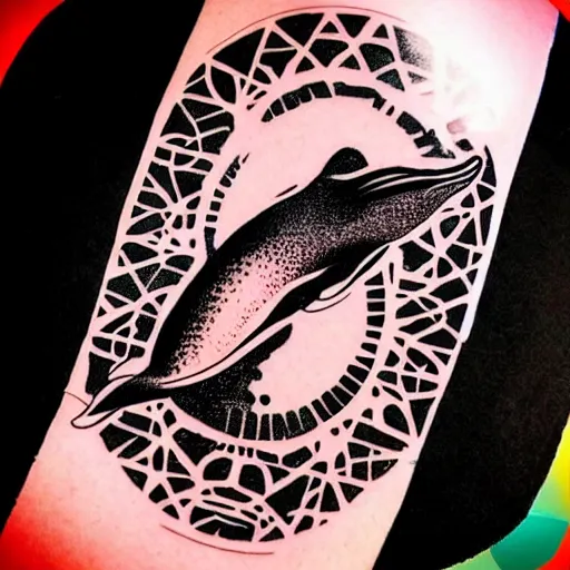 Image similar to concept tattoo design, stencil, whale