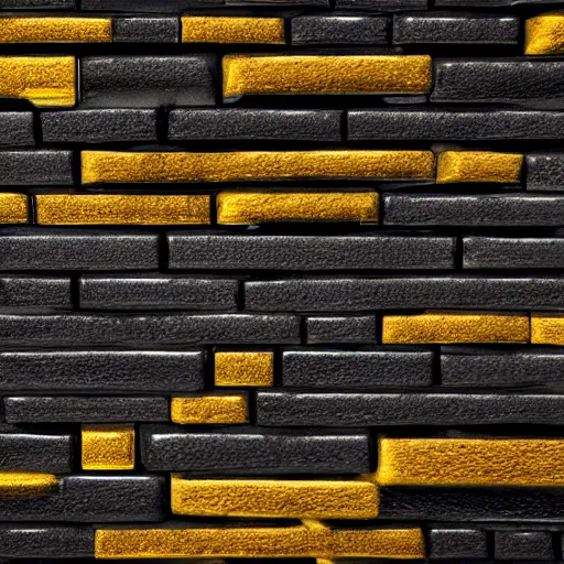 Image similar to a single yellow brick surrounded by many black bricks, photorealistic, photography, vignette, very detailed, 4 k