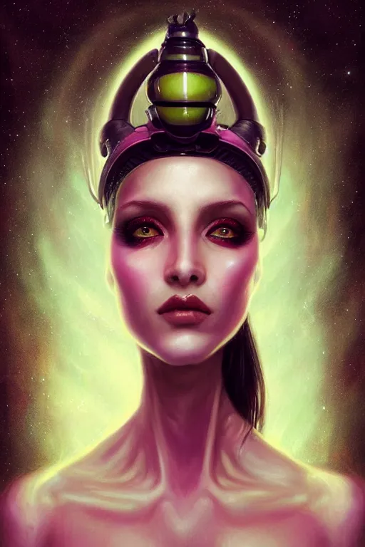 Image similar to portrait of an elegant alien bee woman queen, straight on portrait, by artgerm, tom bagshaw, gerald brom, vaporwave colors, lo - fi colors, vaporwave, lo - fi, moody vibe, goth vibe, full body,