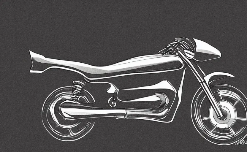 Prompt: 1 9 7 0 s kawasaki sport motorcycle concept, sketch, art,