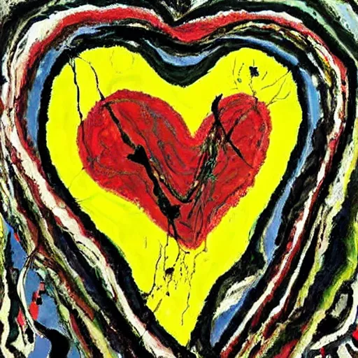 Prompt: Jackson Pollock painting of a human heart