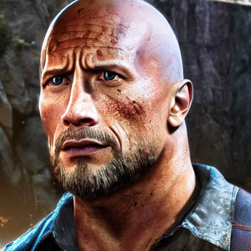 Image similar to dwayne johnson as a character from the last of us