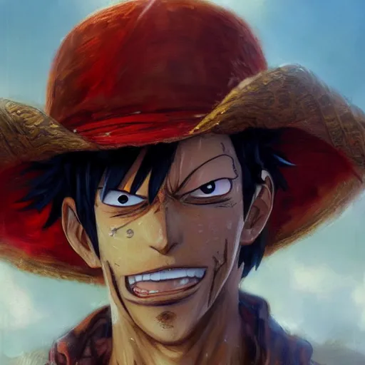 Prompt: luffy from one piece as a realistic fantasy d & d character, close - up portrait art by donato giancola and greg rutkowski, realistic face, digital art, trending on artstation