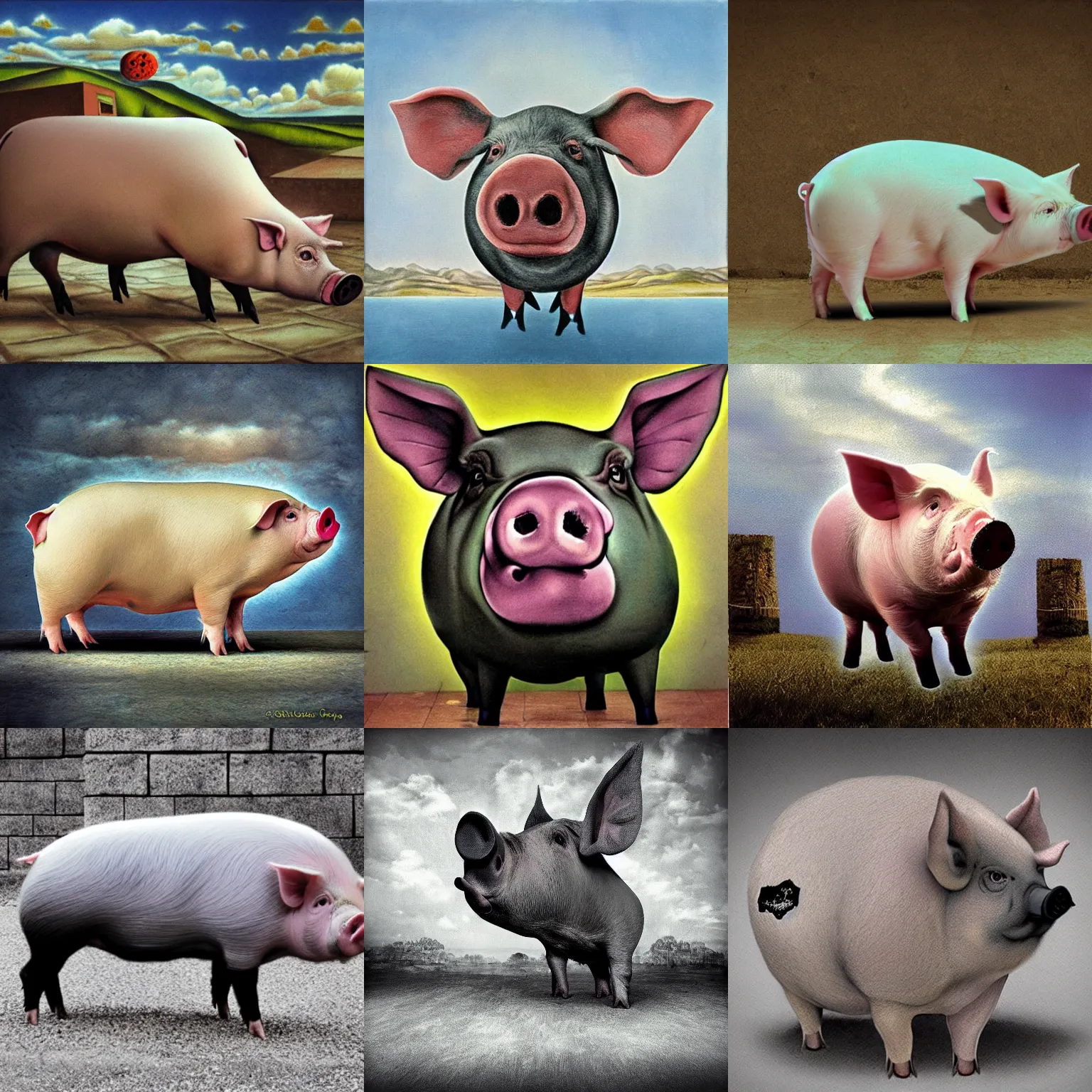 Prompt: surrealism pig