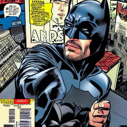 Image similar to keanu reeves in a batman comic book