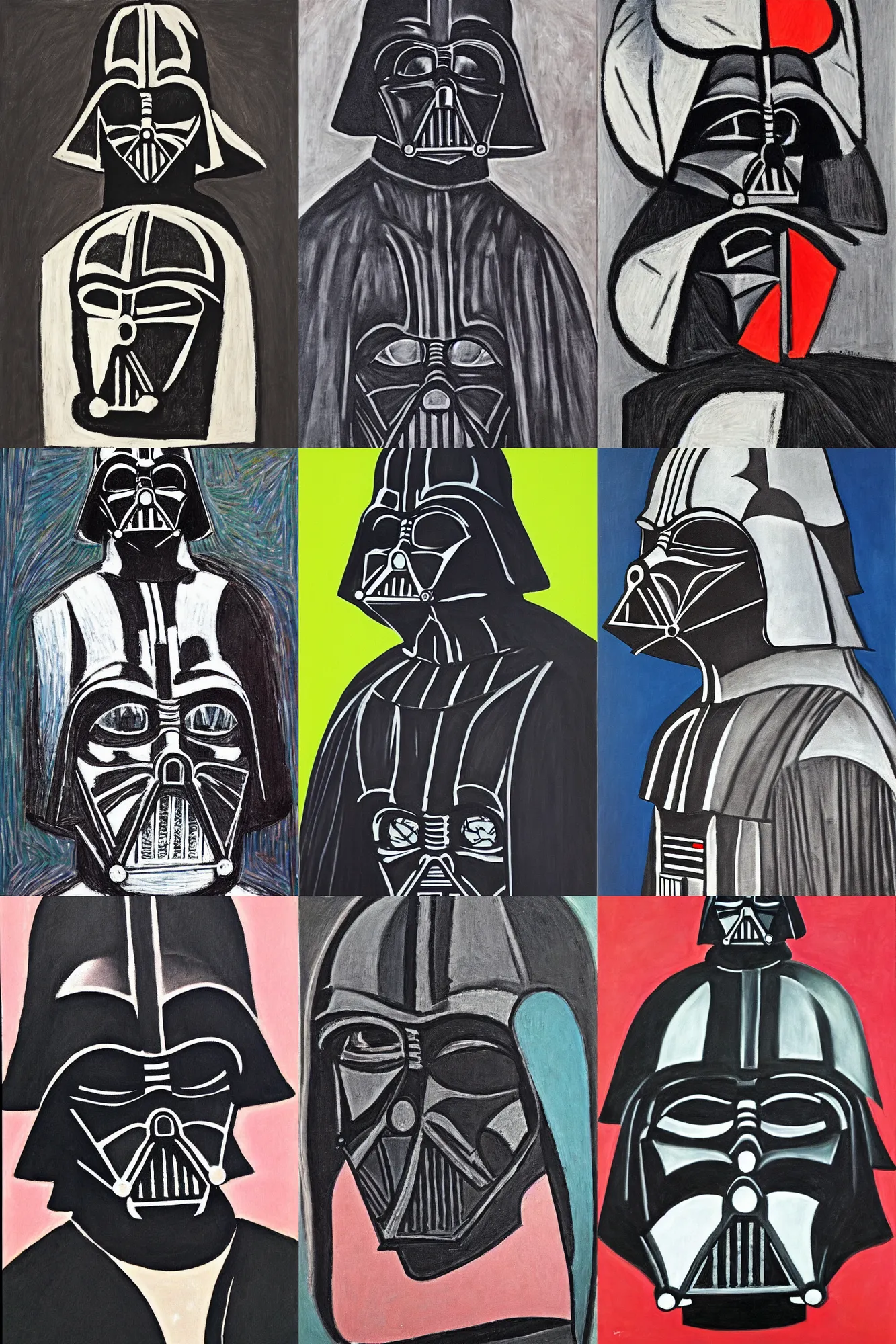 Prompt: Darth Vader, portrait by Picasso