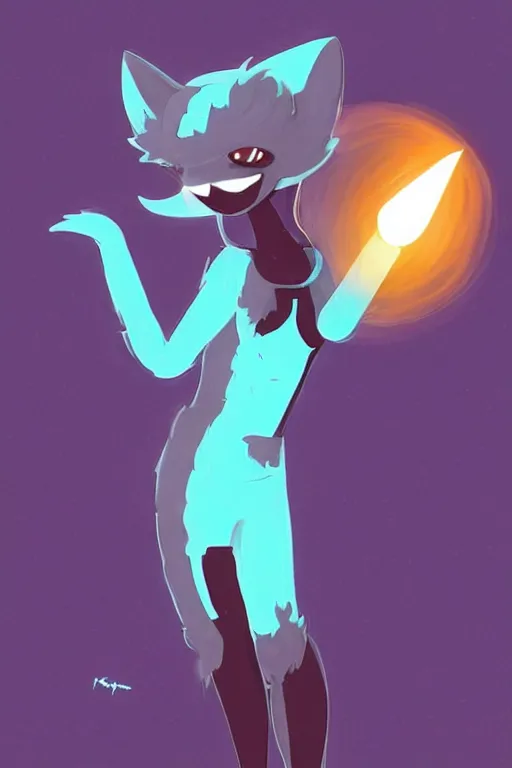 Image similar to a cute cyberpunk anthropomorphic fox with light blue fur and a fluffy tail, comic art, trending on furaffinity, cartoon, kawaii, backlighting, furry art!!!, cel shading, concept art, lineless