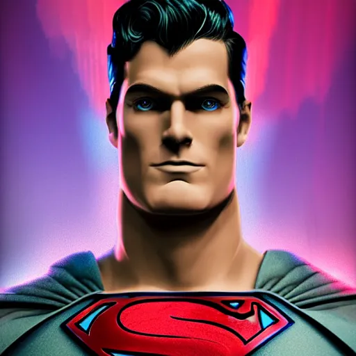 Image similar to superman cartoon portrait made out of rain, pinstripe suit, short blond hair, galactic background, rendered in octane, unreal engine, highly detailed, trending on artstation, realistic, splashes of neon, beautiful