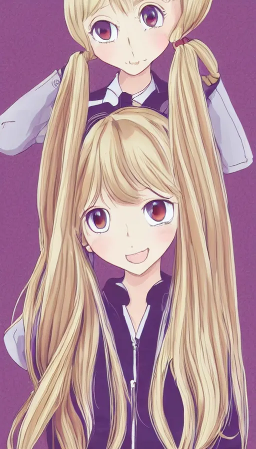 Image similar to illustration of blonde twintail hair anime girl