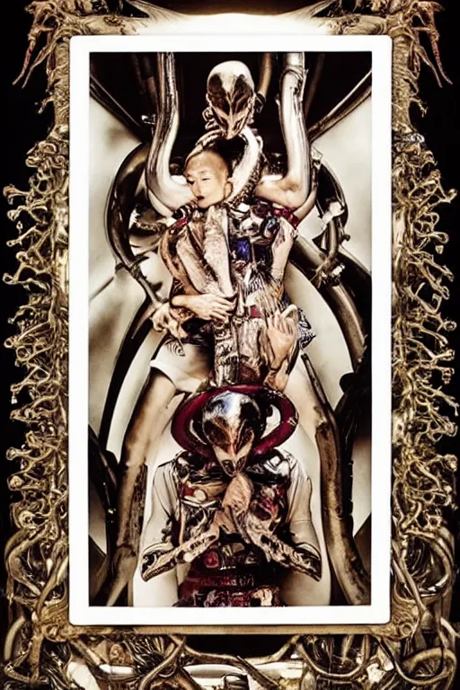 Image similar to polaroid still symmetry frame from Alien Covenant movie by Takashi Murakami, from Pan's Labyrinth (2006) by James Stokoe, viking king and queen, dressed by Salvatore Ferragamo and by Chanel, haute couture painted by Peter Paul Rubens and by John Baeder, editorial fashion photography from vogue magazine, in coral stalagmite by Jean-Michel Basquiat