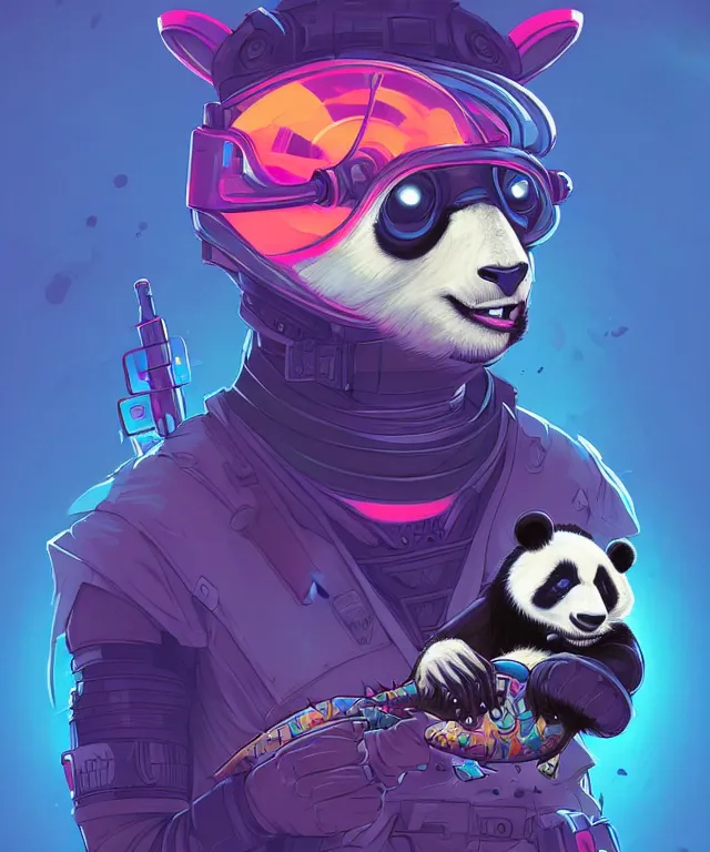 Image similar to a portrait of a cyberpunk panda holding a fish, fantasy, elegant, digital painting, artstation, concept art, matte, sharp focus, illustration, art by josan gonzalez