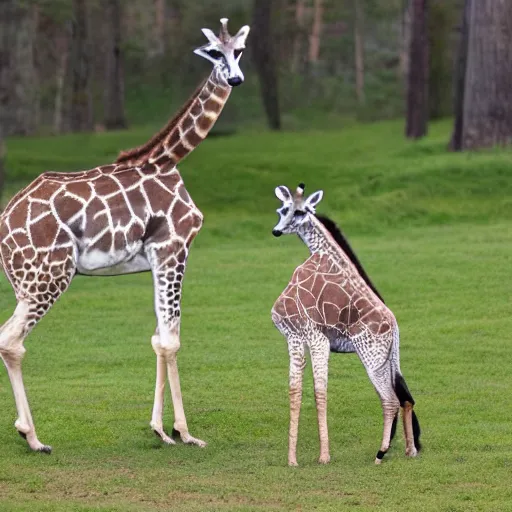 Image similar to photo of a hybrid between a raccoon and a giraffe