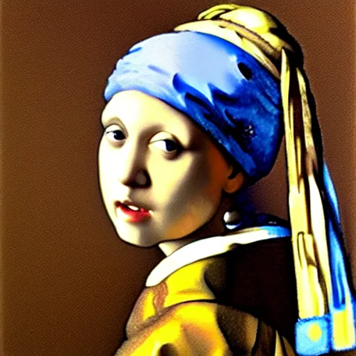 Image similar to The notorious BIG painter as the Girl with a Pearl Earring by Johannes Vermeer