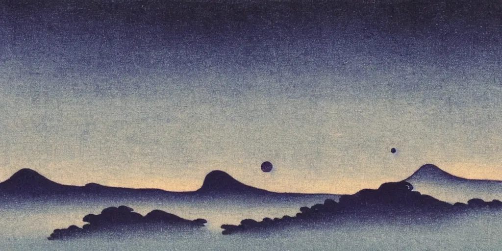 Image similar to cloudy night sky by ohara koson, 1 9 1 0