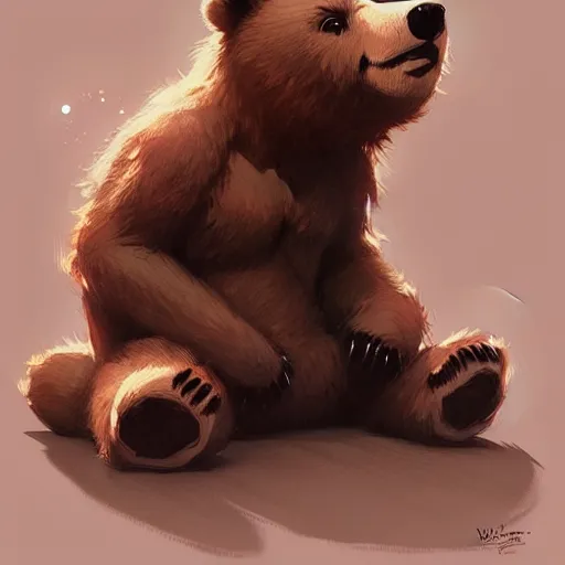 Image similar to cute cartoon bear, sharp focus, illustration, highly detailed, digital painting, concept art, matte, art by wlop and artgerm and greg rutkowski and alphonse mucha, masterpiece