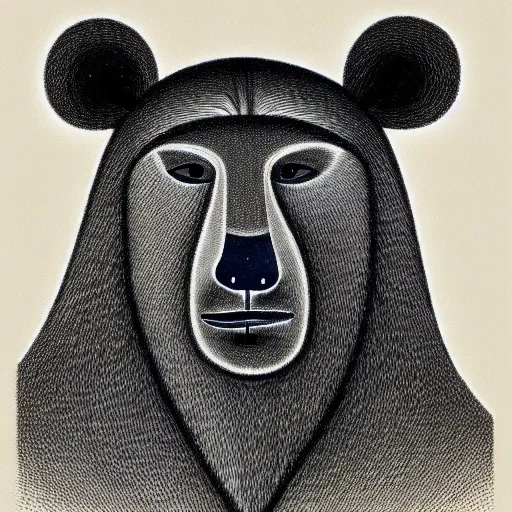 Prompt: portrait of anthropomorphic bear, chauvet cave art