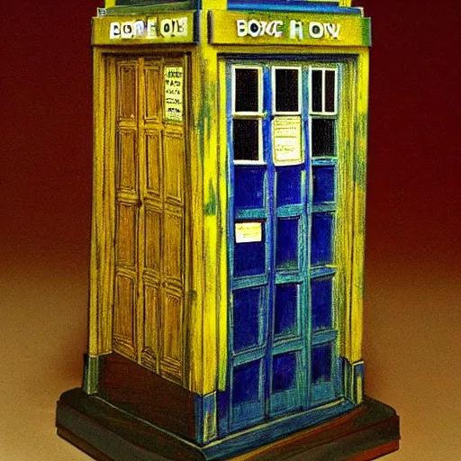 Image similar to a tardis by van gough, insanely detailed