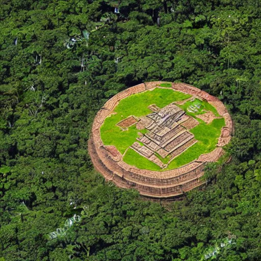 Image similar to treasure map leading to an aztec temple in the middle of the amazon jungle
