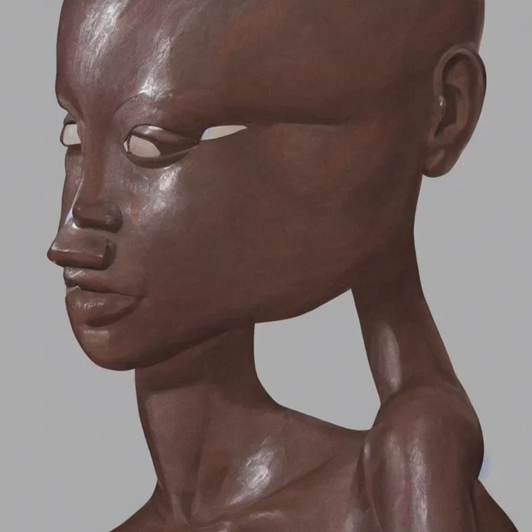 Prompt: monumental sculpture geometric minimalist!!! portrait of a lupita nyong'o, beautiful symmetrical face accurate face detailed face realistic proportions, hand - carved out of red oak wood on a pedestal by stephan balkenhol and martin puryear and, dramatic lighting shocking detail trending on artstation 8 k