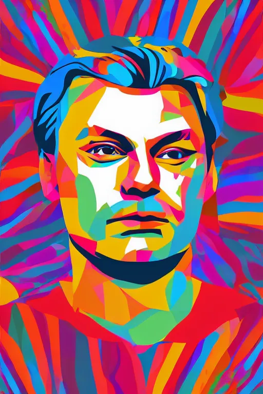 Image similar to minimalist boho style art of a colorful viktor orban, illustration, vector art