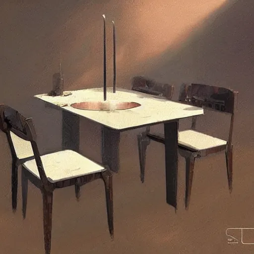 Prompt: a dining set made from pure recycled materials , Art Deco, conceptual Art, Greg rutkowski Trending artstation, surrealist