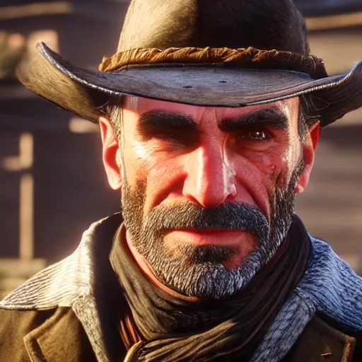 Image similar to daniel day lewis plays dutch van der linde in the playstation 4 video game red dead redemption 2, video game screenshot