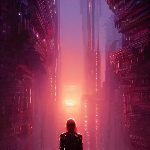 Image similar to molly from neuromancer, extremely detailed portrait of a young beautiful cyberpunk woman, eye implants, sunset, cyberpunk city background, megacity, gorgeous view, depth, painted by seb mckinnon, high detail, digital art, painted by greg rutkowski, trending on artstation