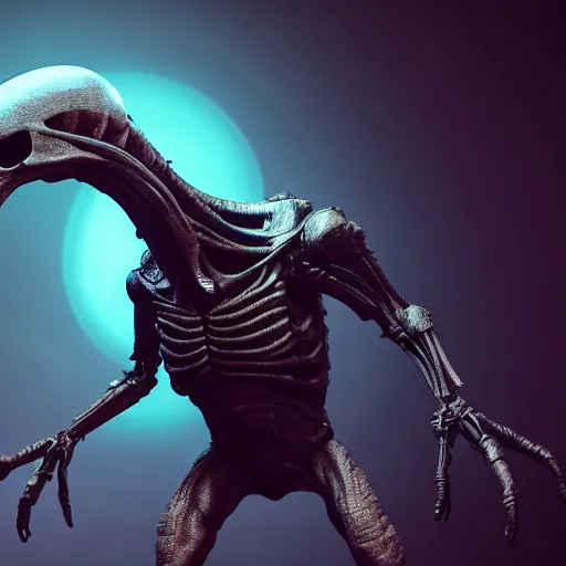 Prompt: an alien creature wearing a skull mask, humanoid shape, full body, photorealistic, 4 k, octane render, cinematic lighting, artistic photography, insanely detailed and intricate