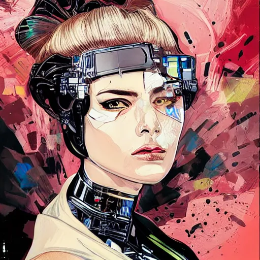 Image similar to portrait of a female android, by MARVEL comics and Sandra Chevrier, 8k