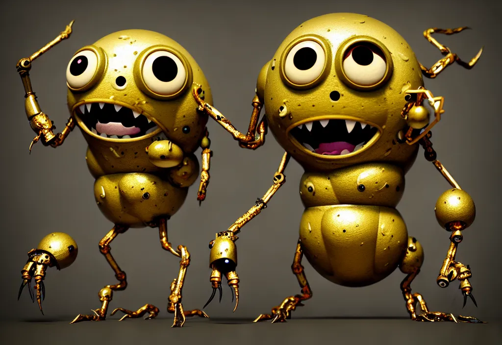 Prompt: , grotesque despair cute monster smooth paneling, one large gold eye intricate detail, style of pokemon, with damaged rusty arms, broken antenna, recycled, floating, white studio, oil, mechanical, toy, ambient light, in the style of pixar animation, pokedstudios, blender, octane render, 8 k, gediminas pranckevicius